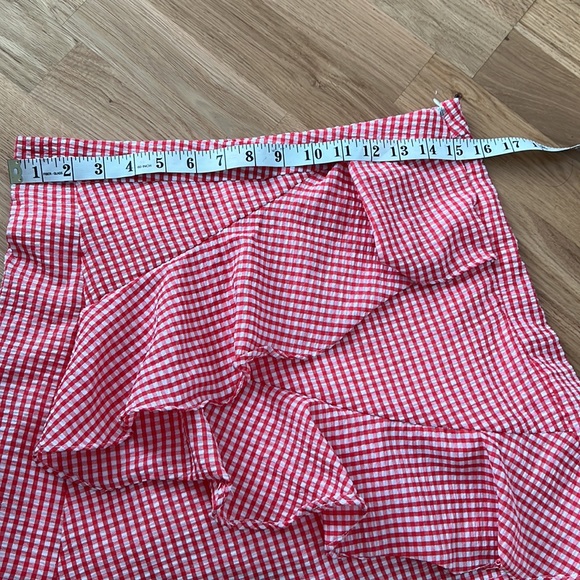 NWT LF red gingham 3D ruffle mini pencil skirt - Picture 10 of 10